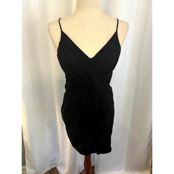 Revolve x Yumi Kim Black Silk Mini Dress Tulip Hem Women's Size Small - Picture 2 of 10